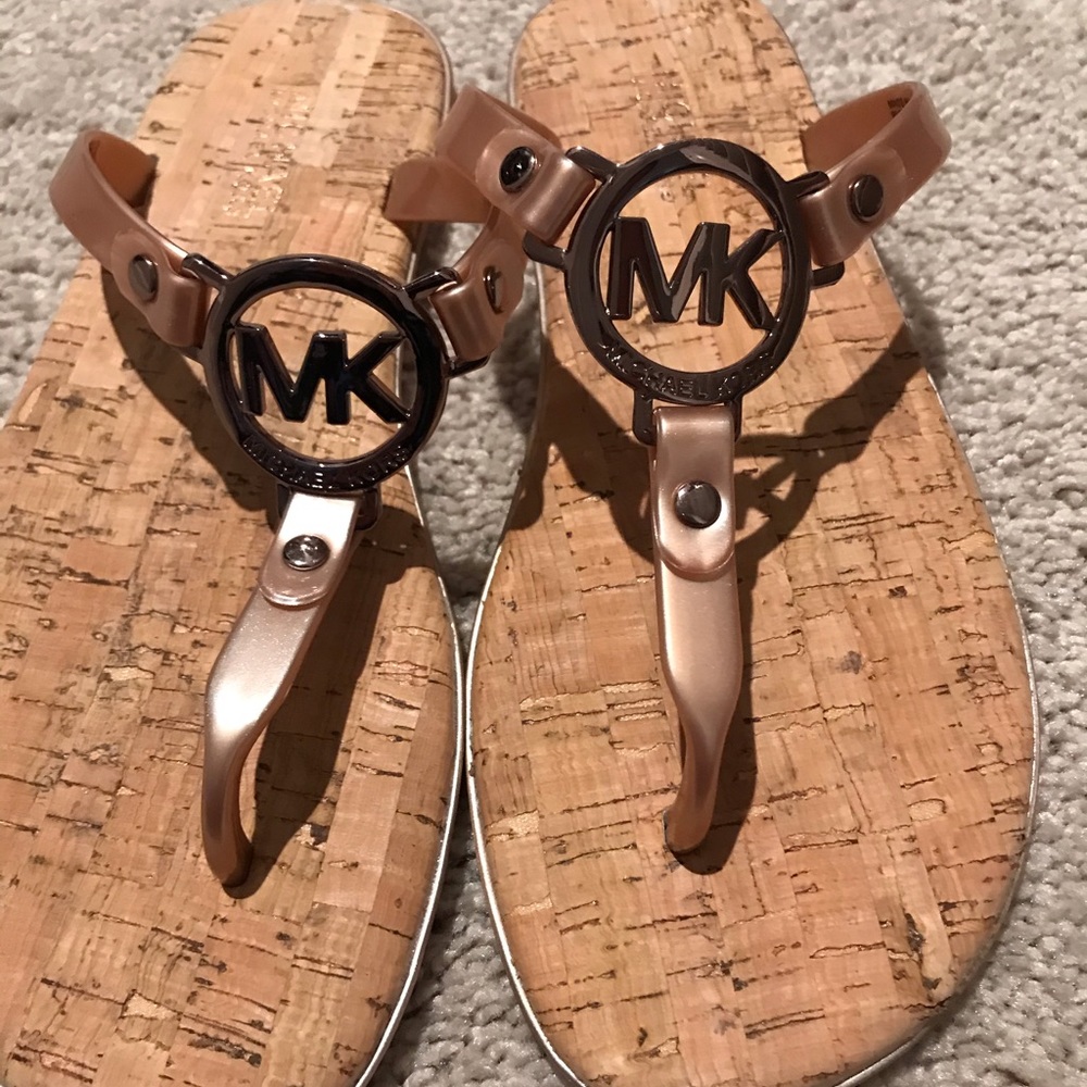 Rose gold Michael Kors Flip flops